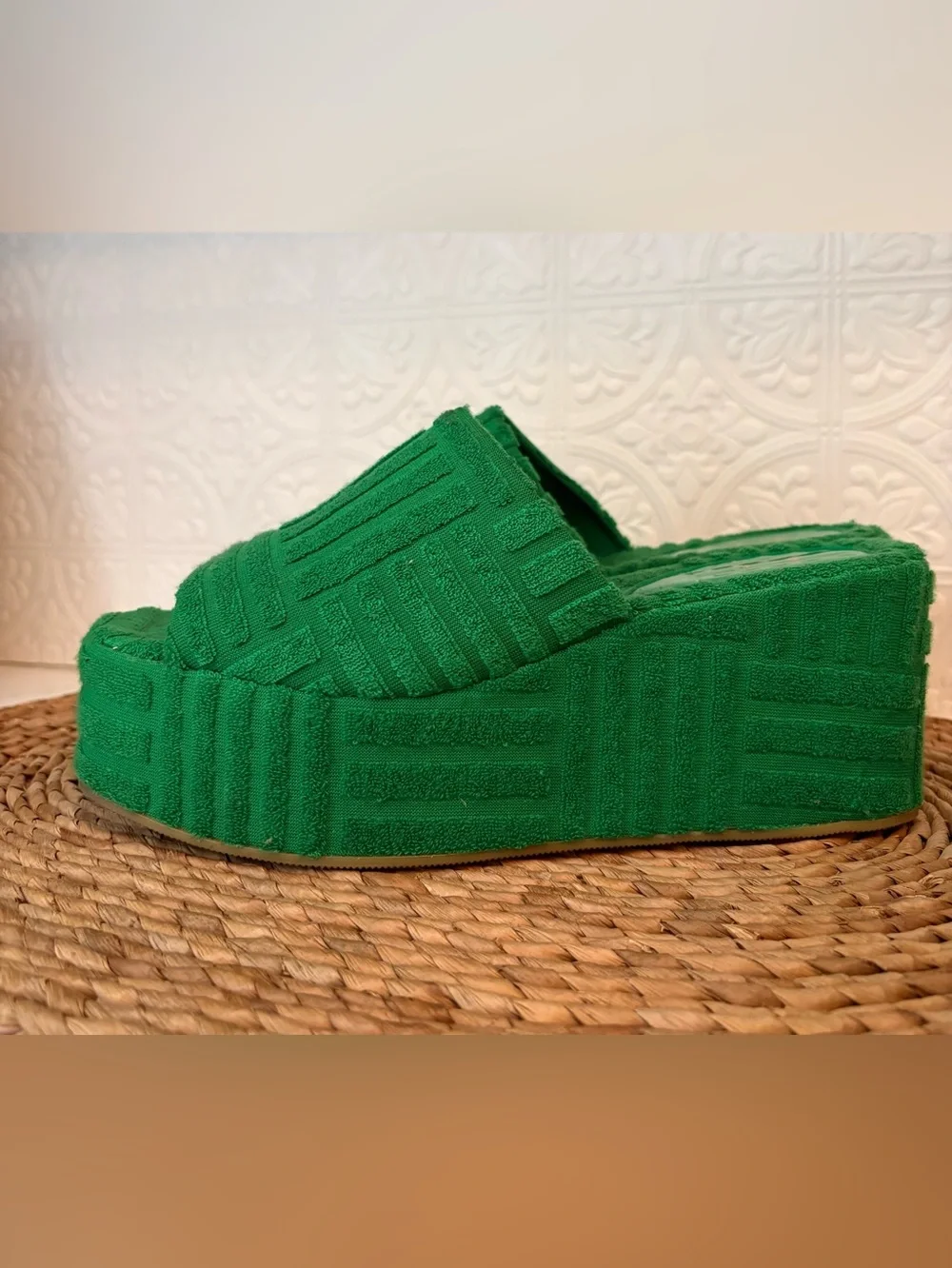 Green Platform Slide Sandals - Women's Elevated Comfort
